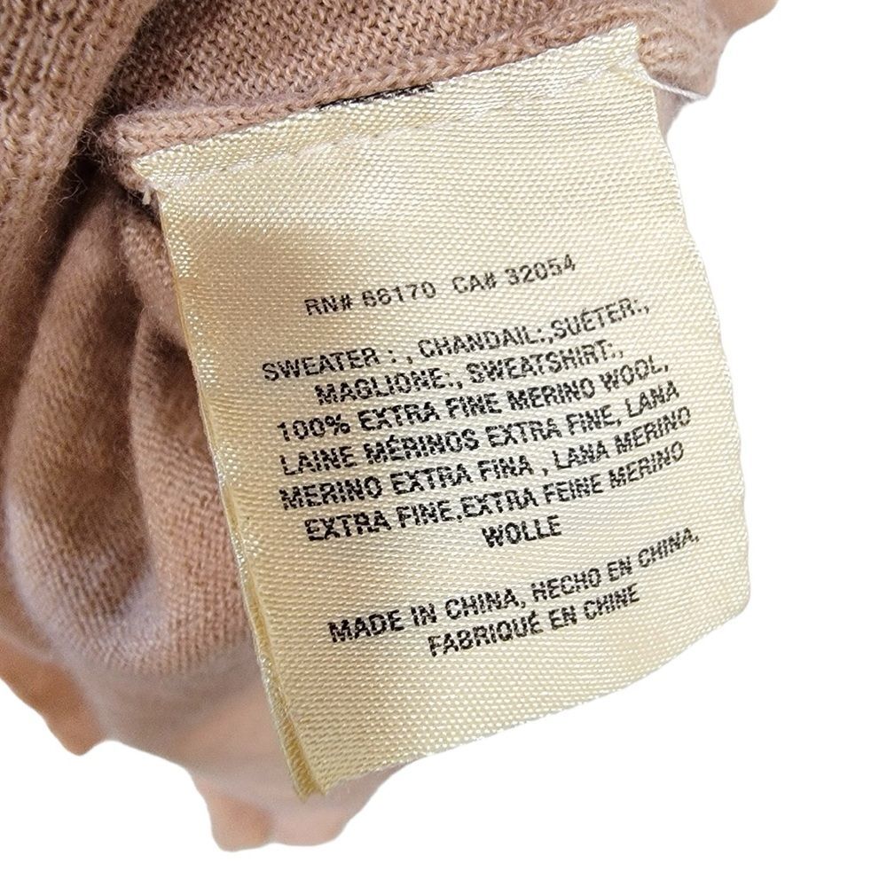 Anthropologie Moth Double V Neck 100% Extra Fine Merino Wool Warm Tan Sweater XS - Picture 10 of 10